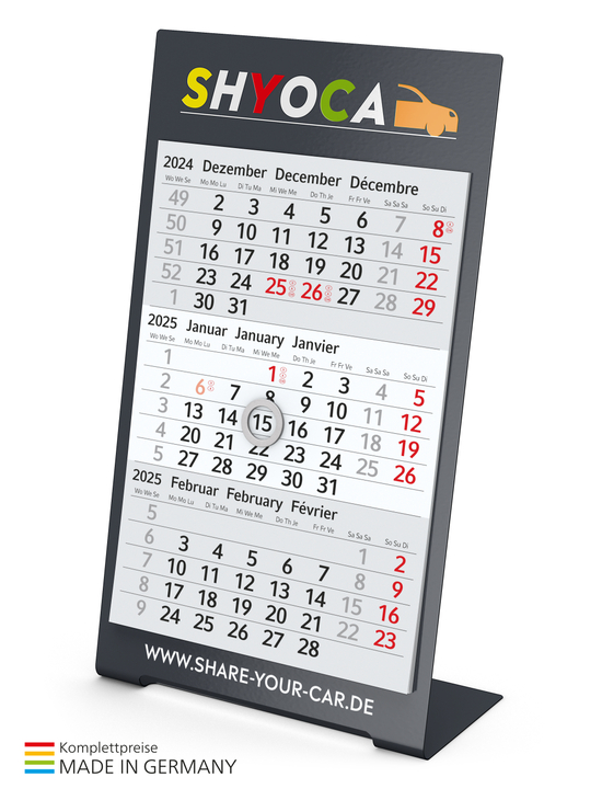 Tisch-Aufstellkalender Desktop 3 Color Bestseller, anthrazit, 1-Jahr