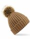 Faux Fur Pop Pom Chunky Beanie