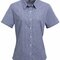 Ladies` Microcheck (Gingham) Short Sleeve Cotton Shirt